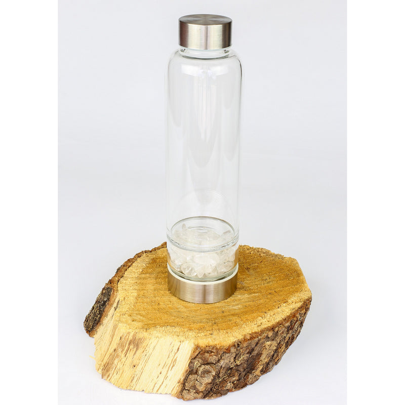 Healing Crystal Gem Water Bottle - 550ml  Amethyst, Clear Quartz, Rose Quartz - lynandleroi